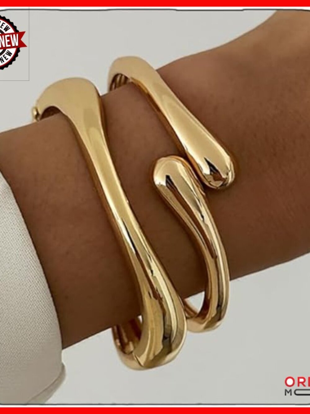 Chunky Gold Bangle Bracelet Set Waterproof Non-Tarnish Stackable